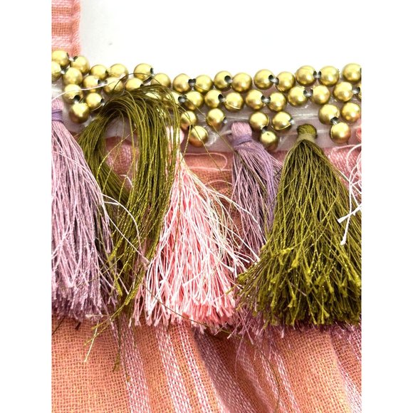 Honey Punch Tank Top S Women’s Pink Orange Striped Tassels Gold Beads Straps - Picture 10 of 12